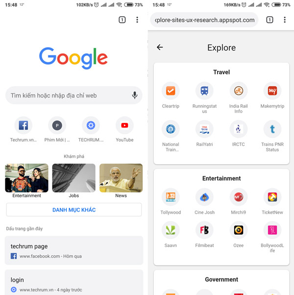Giao diện người dùng mới đang Google được thử nghiệm