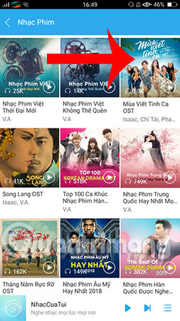 Chọn chủ đề âm nhạc, playlist