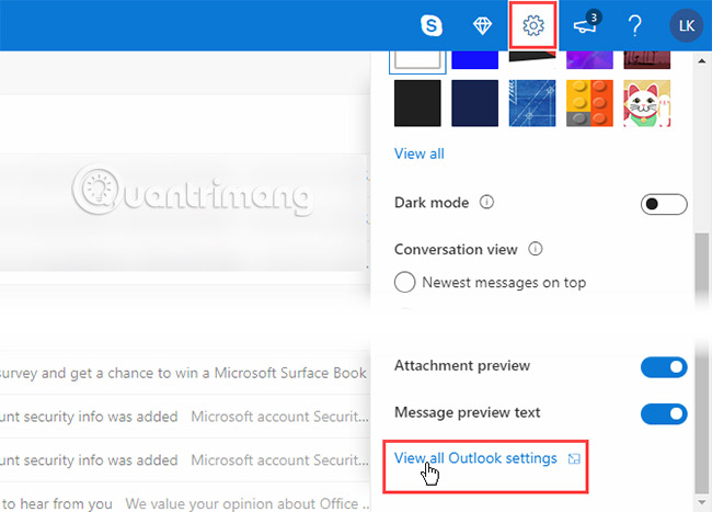 Bước 2: Mở Microsoft Outlook Settings