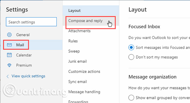 Bước 3: Truy cập Email Signature trong Settings