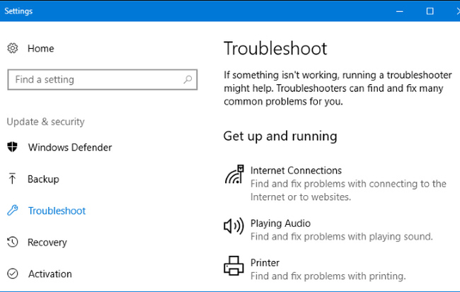 Trong phiên bản hiện tại của Windows 10, người dùng phải có kiến thức nhất định và biết được máy tính của mình đang gặp sự cố gì để chạy chương trình khắc phục