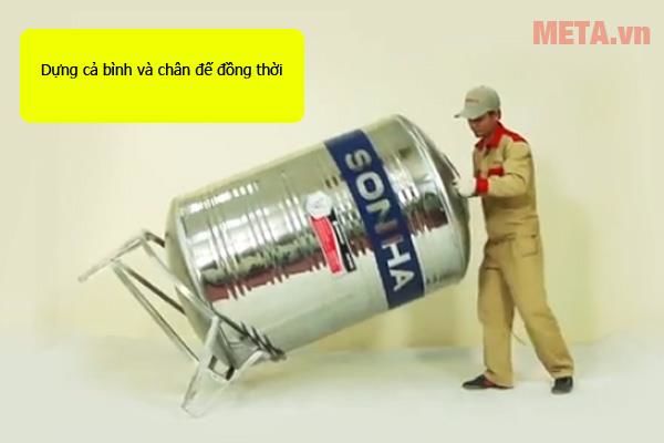 Dựng chân đế và bồn nước thẳng đứng