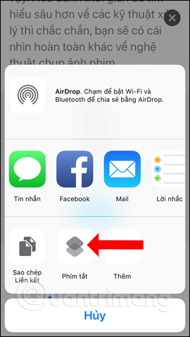 Chọn Siri Shortcuts