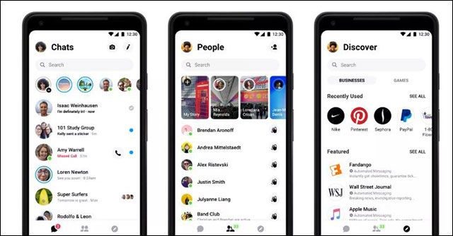 Giao diện mới chỉ còn lại 3 tab với các tính năng quan trọng nhất