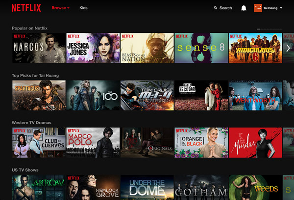 Lượng phim trên Netflix tại các quốc gia khác nhau là khác nhau