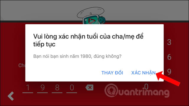 Xác nhận số tuổi