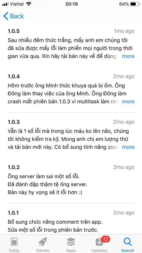 Dòng mô tả update cực “lầy” của Comi trên App Store 2