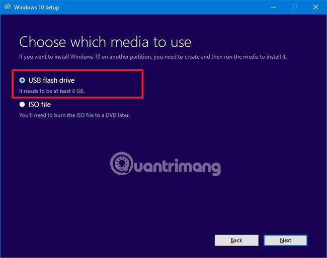 Chọn USB