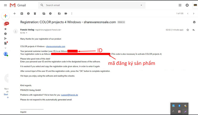 Mã người dùng (user ID) và mã đăng ký sản phẩm (registration code)