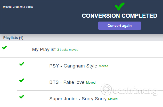 Tạo playlist thành công