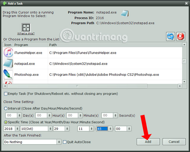 Lên lịch tắt phần mềm