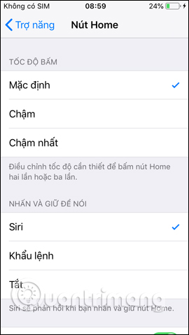 Thiết lập nút Home