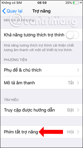 Nhấn Phím trợ năng