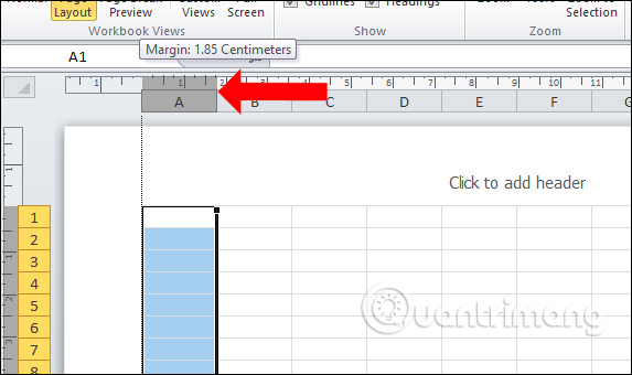 Cách hiển thị thanh Ruler trong Excel - Ảnh minh hoạ 4