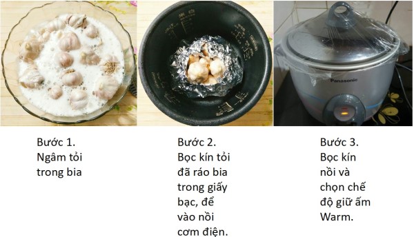 Các bước lên men tỏi đen bằng nồi cơm điện.
