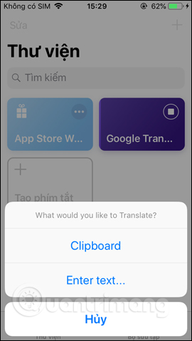Choose translate from Clipboard