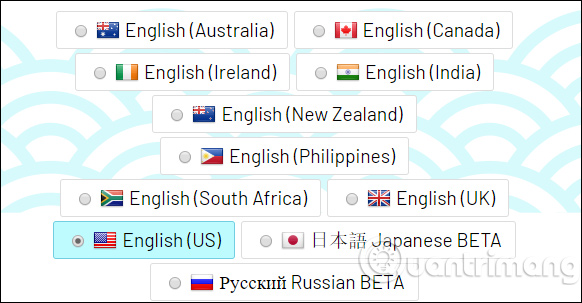 Chọn ngôn ngữ dùng