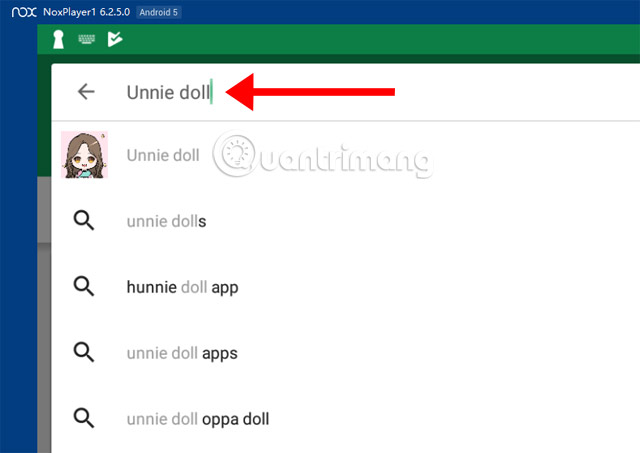Giao diện tìm kiếm Unnie Doll trên CH Play