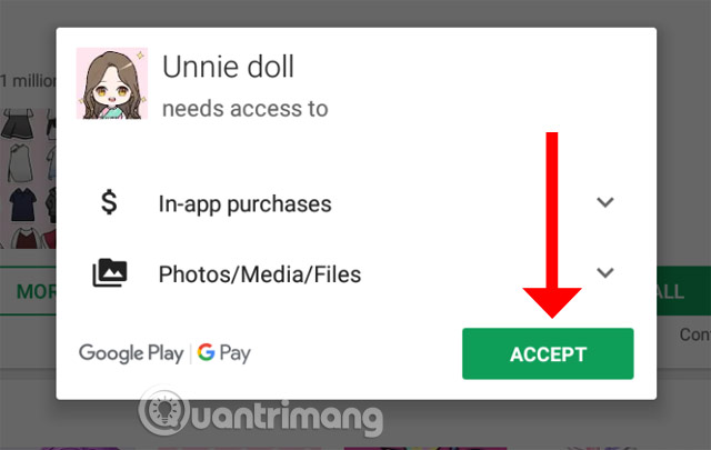 Chấp nhận quyền truy cập của Unnie Doll