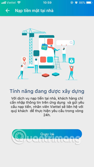 Nạp tiền mặt tại nhà ViettelPay