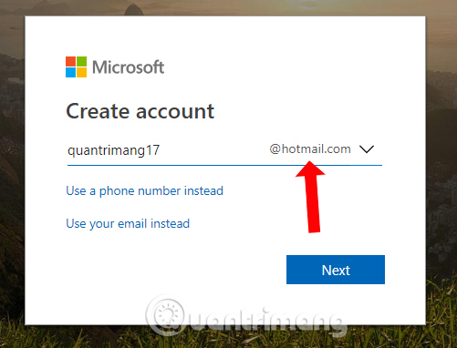 Tạo tài khoản Hotmail