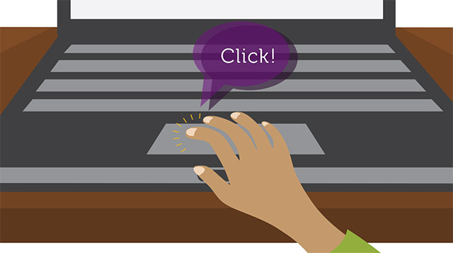  Nhấn trực tiếp vào bề mặt cảm ứng trên bàn di chuột.