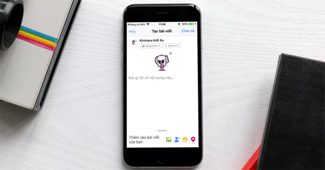 Cách đăng status Facebook bằng sticker