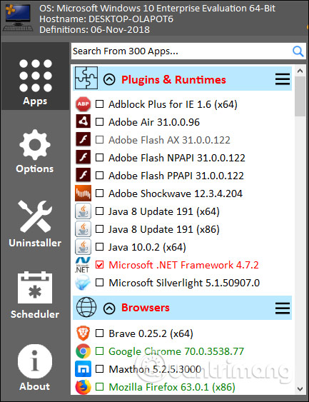Danh sách ứng dụng