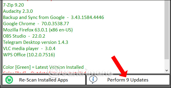 Nút nâng cấp phần mềm
