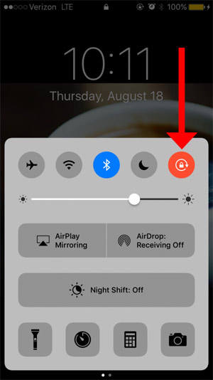 Nút xoay màn hình iOS 10