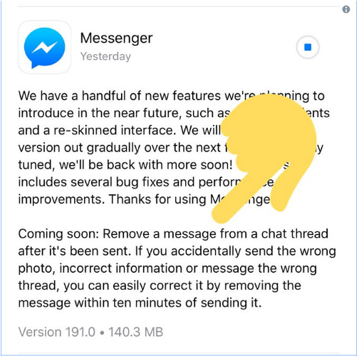 Tính năng thu hồi tin nhắn 