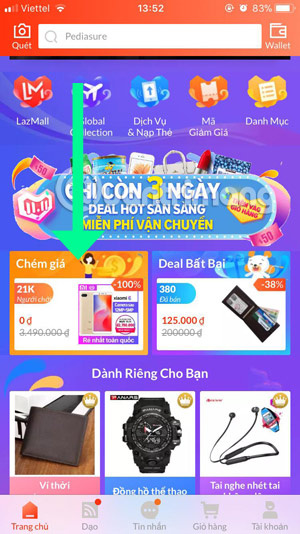 Màn hình chính Lazada