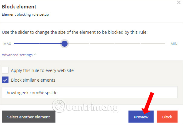 Tùy chỉnh vùng nội dung ẩn