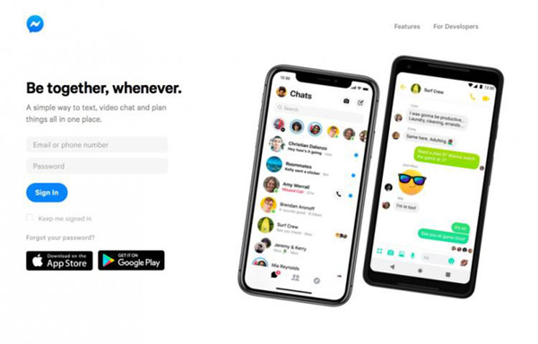 Messenger.com có giao diện gọn gàng