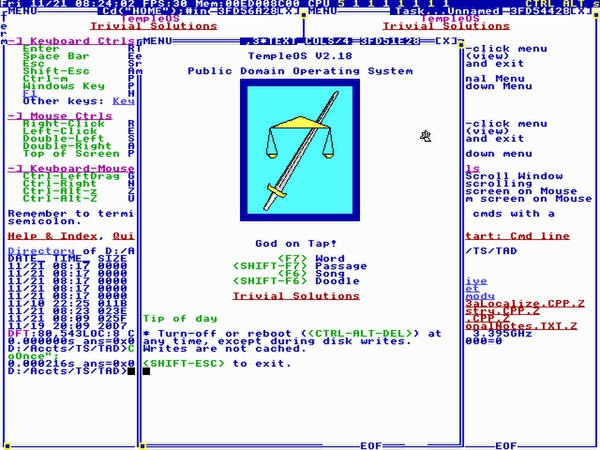 Màn hình chào của TempleOS