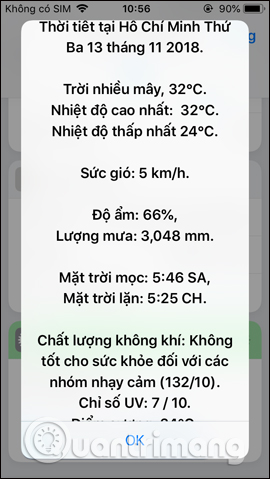 Thông tin thời tiết vị trí khác