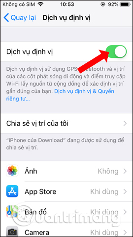 Kích hoạt định vị