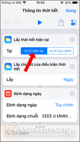 Thới tiết tại vị trí hiện tại