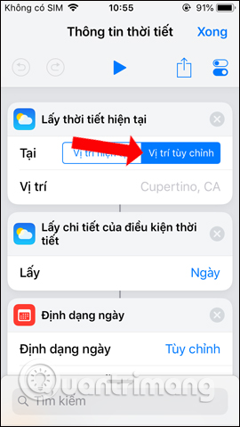 Đổi vị trí theo dõi