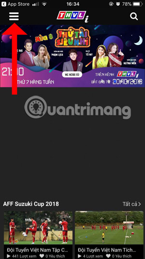 Giao diện chính ứng dụng THVLi