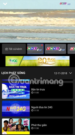 Chương trình đã chiếu trên THVL