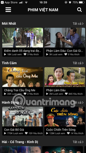 Menu Phim Việt Nam THVL 1