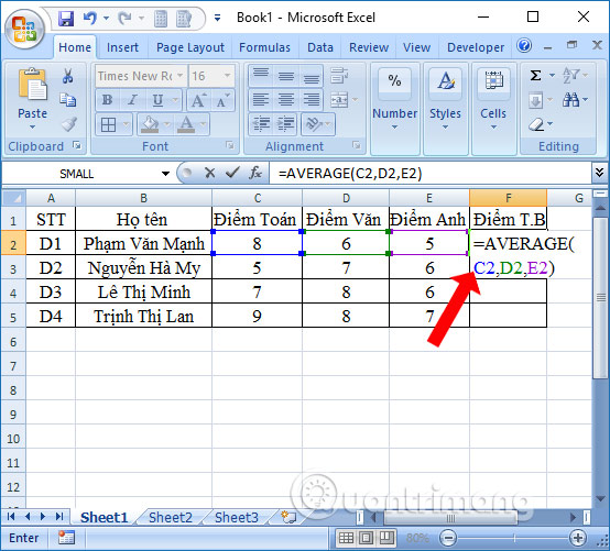 Cách dùng hàm AVERAGE trong Excel - Ảnh minh hoạ 2