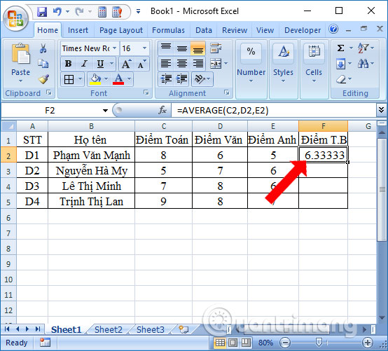 Cách dùng hàm AVERAGE trong Excel - Ảnh minh hoạ 3