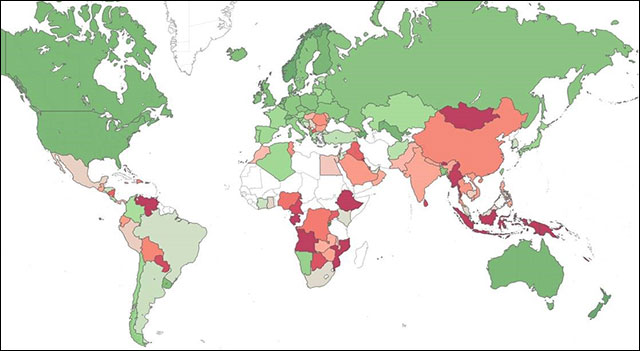 Bản đồ cho thấy tầm ảnh hưởng của malware theo khu vực