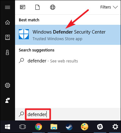 Trung tâm bảo mật Windows Defender