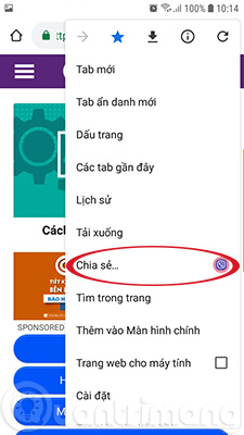Mở ứng dụng có thứ muốn chia sẻ