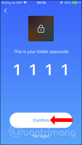 Xác nhận mật khẩu thư mục