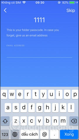 Nhập email lấy lại pass