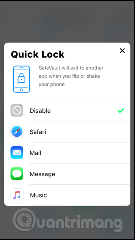 Chỉnh bật/tắt ứng dụng